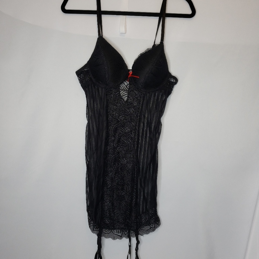 🔑Carrie Amber Black Lace Lingerie  Garters Sz M